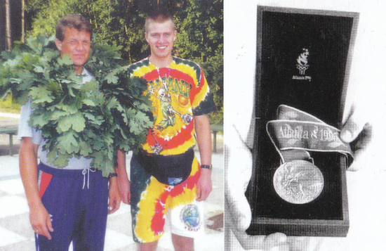 1996 m. Atlantos Olimpinių žaidynių bronzos medalių laimėtojas M.Žukauskas ir treneris A.Sireika. 