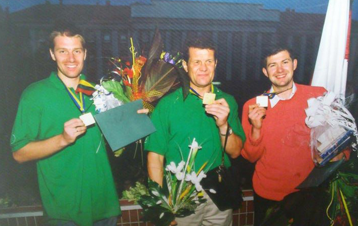 2003 m. Europos krepšinio čempionai - M.Žukauskas, A.Sireika ir D.Slanina